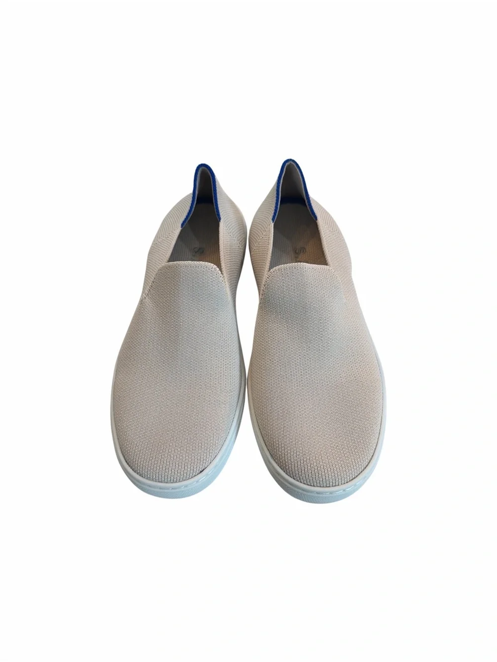 Rothy's Slip-On Loafers in sand with Navy Heel Trim size 5.5 - Picture 2 of 9